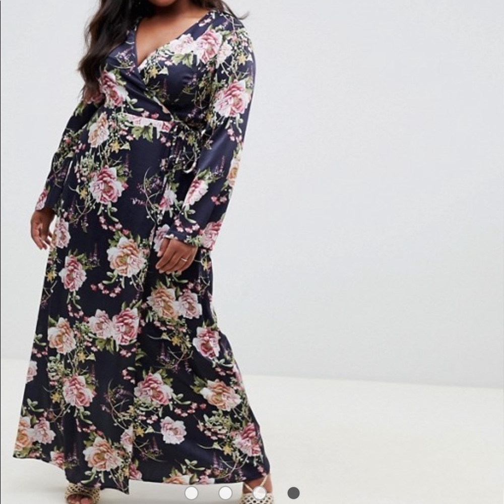 ASOS DESIGN Curve Wrap Floral Maxi Dress